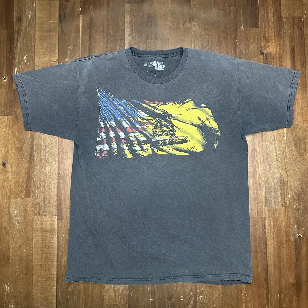 Ranger Up Dont Tread On Me Shirt Mens Large Black Liberty Snake Flag Tee